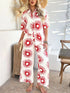 'Splendory' Collared Print Top and Pants Set - Celes Fashion